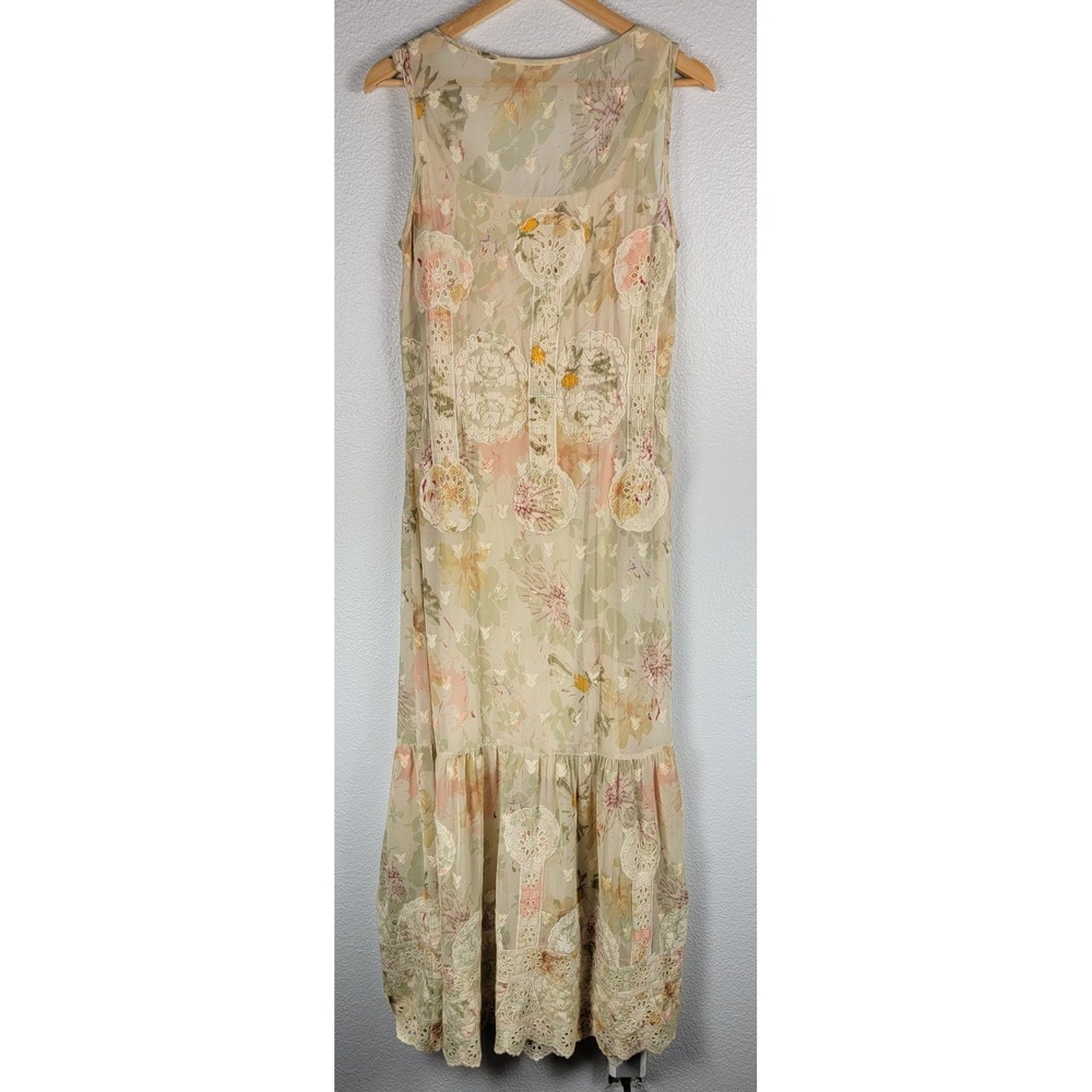 Sundance Silk Floral Maxi Dress Embroidered Lace Cottagecore Boho Fairy Small